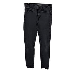 Levi's Jeans Women's 27 Black Denim Stretch Mid-Rise Slimming Skinny Leg Zip Fly